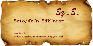Sztoján Sándor névjegykártya